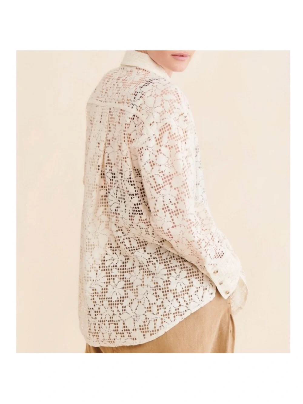Free People In Your Dreams Lace Buttondown White M
